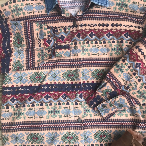Cotton Aztec Print Button Up Jacket - Picture 3 of 8